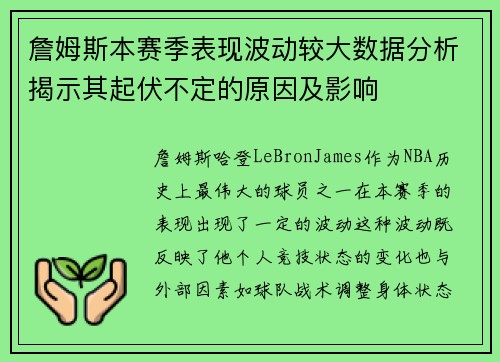 詹姆斯本赛季表现波动较大数据分析揭示其起伏不定的原因及影响