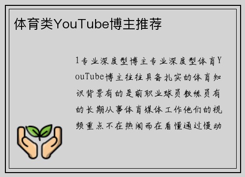 体育类YouTube博主推荐